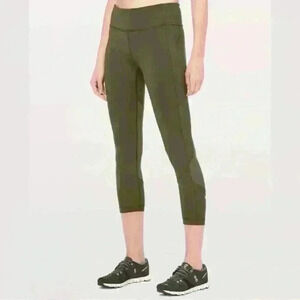 Lululemon Pace Rival Crop Full-On Luxtreme 23" Dark Olive Size 4